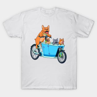 Cute cartoon dogs on cargo bike T-Shirt